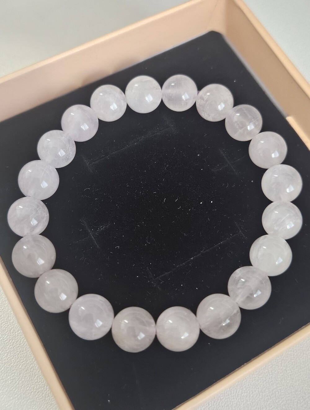 Natural White Amethyst Stone Beaded Stretch Bracelet